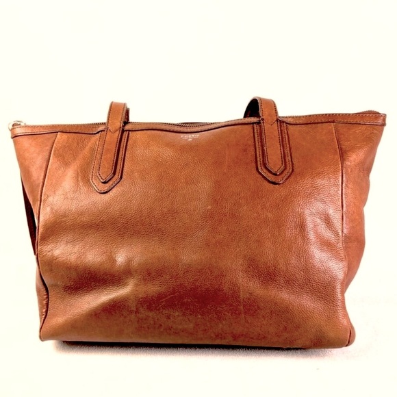“FOSSIL” BROWN LEATHER TOTE BAG - Picture 2 of 12